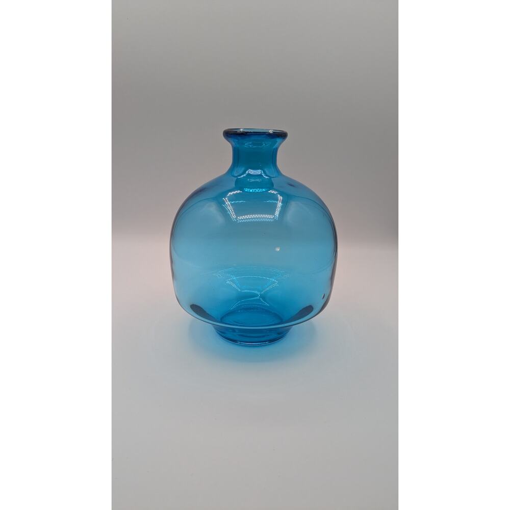 Vintage Art Glass Handblown Aqua Blue Vase